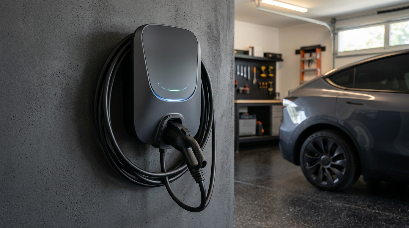 Cargador de coche eléctrico tipo wallbox instalado